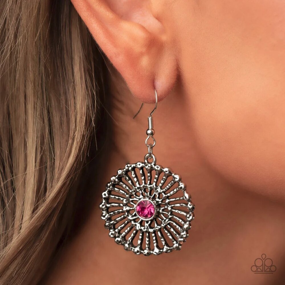 Paparazzi Jewelry Accessories - Tangible Twinkle - Pink Earrings - Vintage
